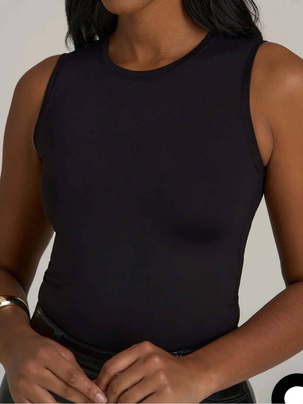 American Tall Sleeveless Crewneck Black Bodysuit - Picture 2 of 9